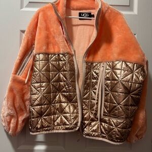 UGG Coral Plush and Metallic Quilted Jacket